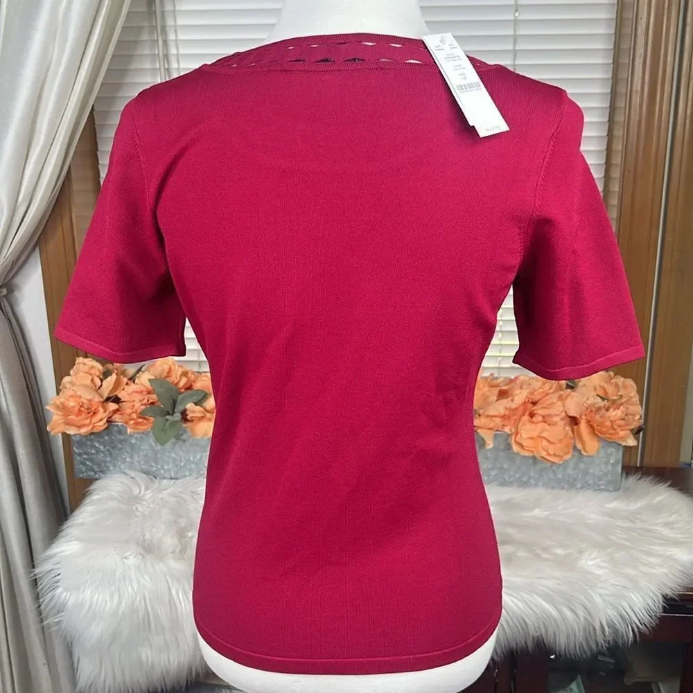 WHBM Short Sleeve Cutout Top Size Small Petite - Picture 4 of 6